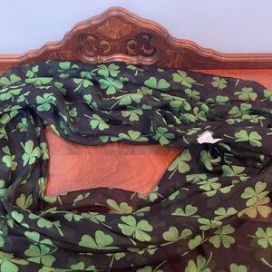 Hobby Lobby Black and Green Shamrock Scarf infinity
